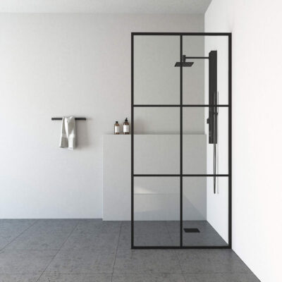 Shower glass, with black frame
