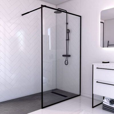 Shower glass, with black frame
