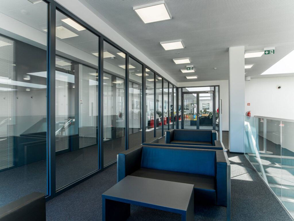 Glass partition with frames