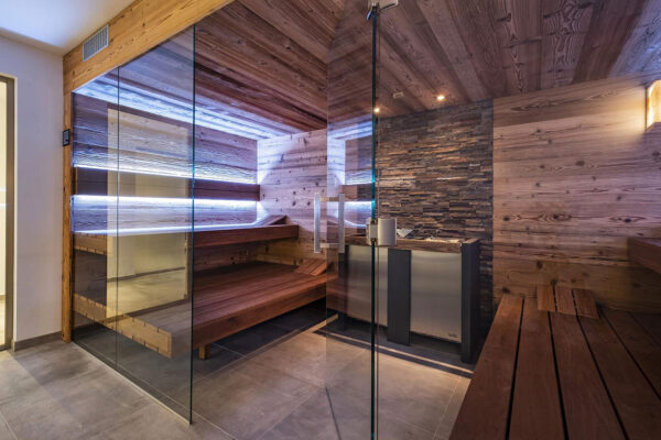 Sauna door and glass wall